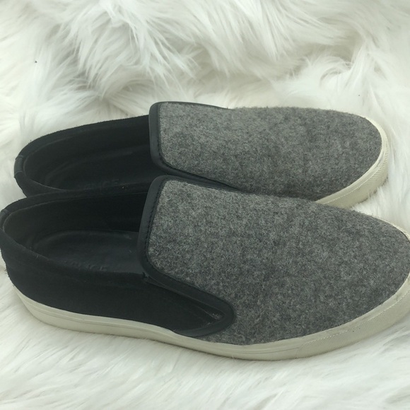 Vince Banler Grey Black Suede Felt Slip On Size 9.5